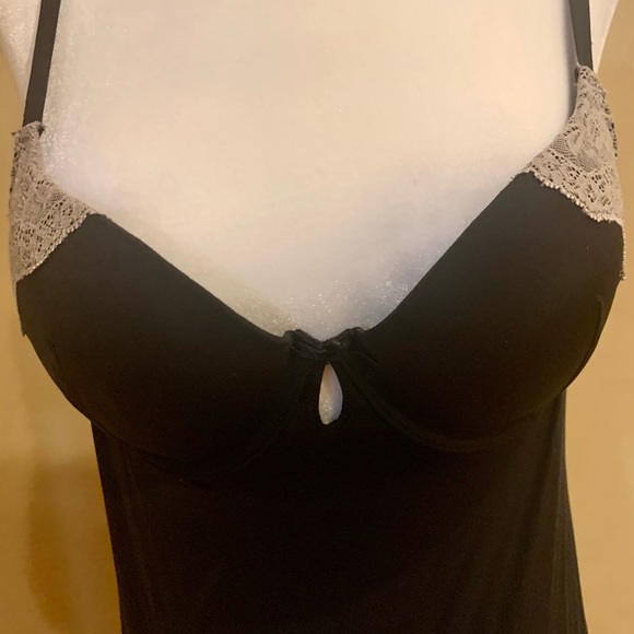 Victoria secrets négligée black with lace vintage style adjustable straps - Picture 2 of 6